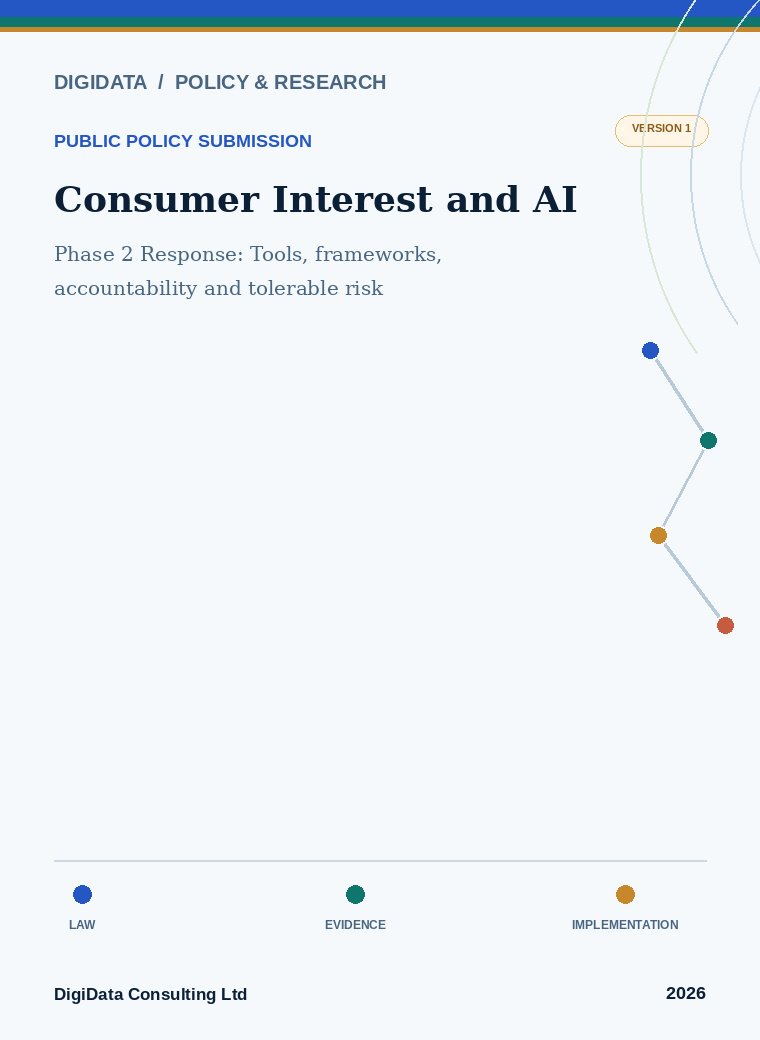 Cover for Consumer Interest and AI, Phase 2 Response: Tools, Frameworks, Accountability and Tolerable Risk
